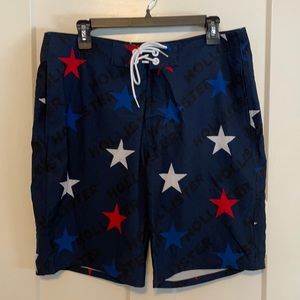 Red white and blue Size 34 Hollister board shorts with liner